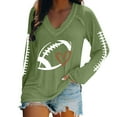 thumbnail image 2 of Green Long Sleeve Shirts for Women's Football Lover Casual V Neck Long Sleeve T Shirt Fashion Clothing, 2 of 4