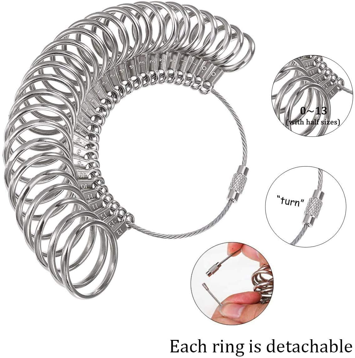 UUBAAR Ring Sizer Measuring Tool, Aluminum Ring Mandrel, 27 Pcs Premium Metal Ring Measurement Tool, Mens Womens Finger Gauge, 4 Sizes Ring Stick, 4 Pcs