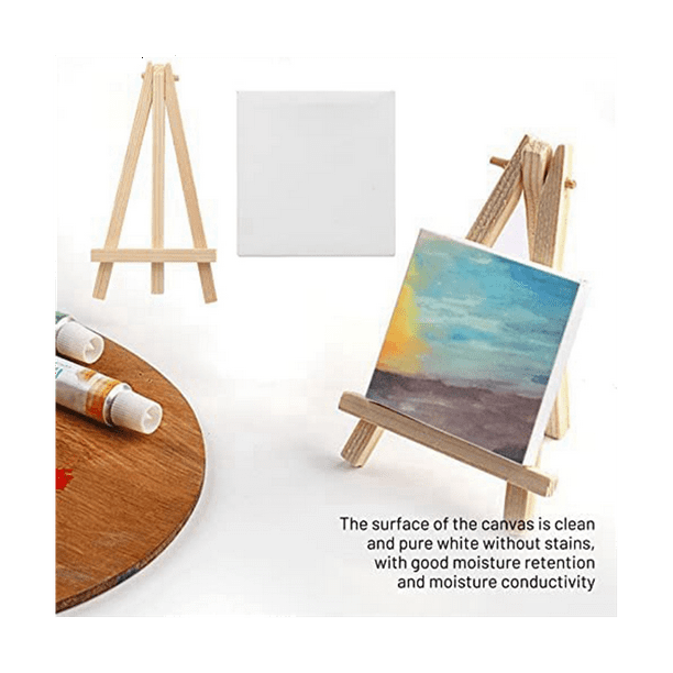 16 Pack 4 X 4 Inch Stretched Mini Canvases Small Painting Canvas With Easel  Art Canvases For Kids Painting Craft