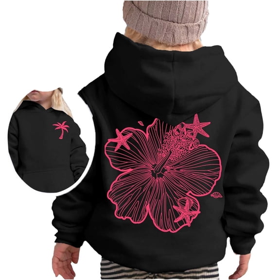 Kids Girls Sweatshirt Girl's Hoodie Long Sleeve Soft Sweatshirt Graphic Hoody Kids Cute Clothes for Girls Pullover Tops Black 2-3 Years