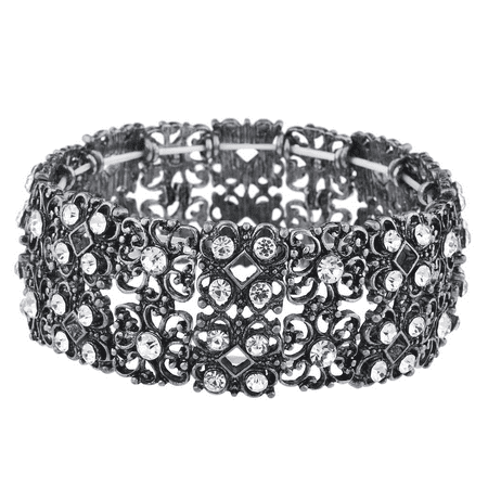 Burnished Silver Fl Crystal Rhinestone Stretch Bracelet Burnished Silver Fl Crystal Rhinestone Stretch Bracelet