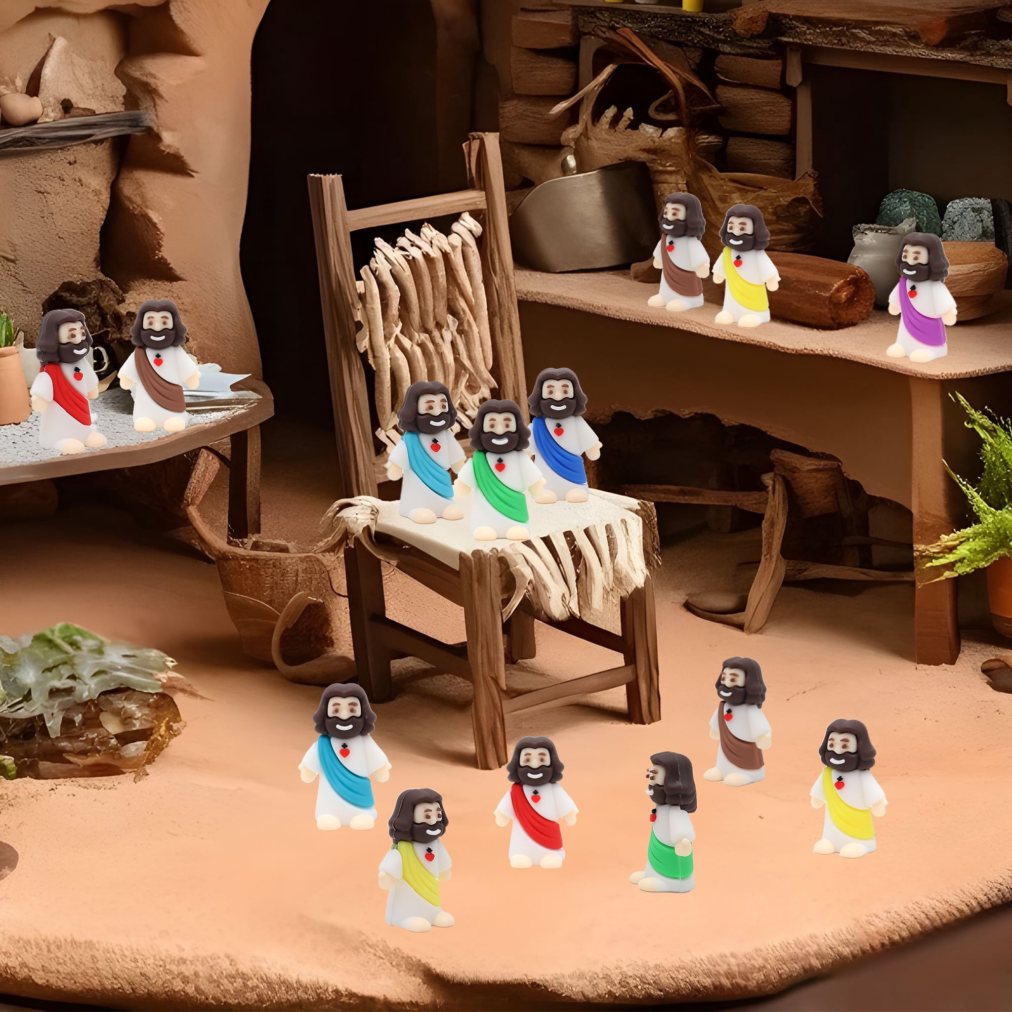 200pcs Mini Jesus Multi Color Set Statues Christian Festival Decor Jesus Challenge Party Props Fun Social Media Games Creative Church Party Easter Gifts