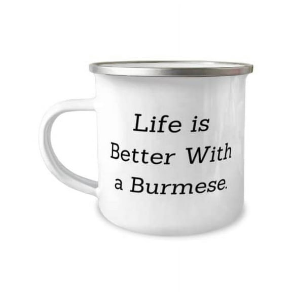 Joke Burmese Cat 12oz Camper Mug, Life is Better With a Burmese, Gag Gifts for Cat Lovers, Christmas Gifts
