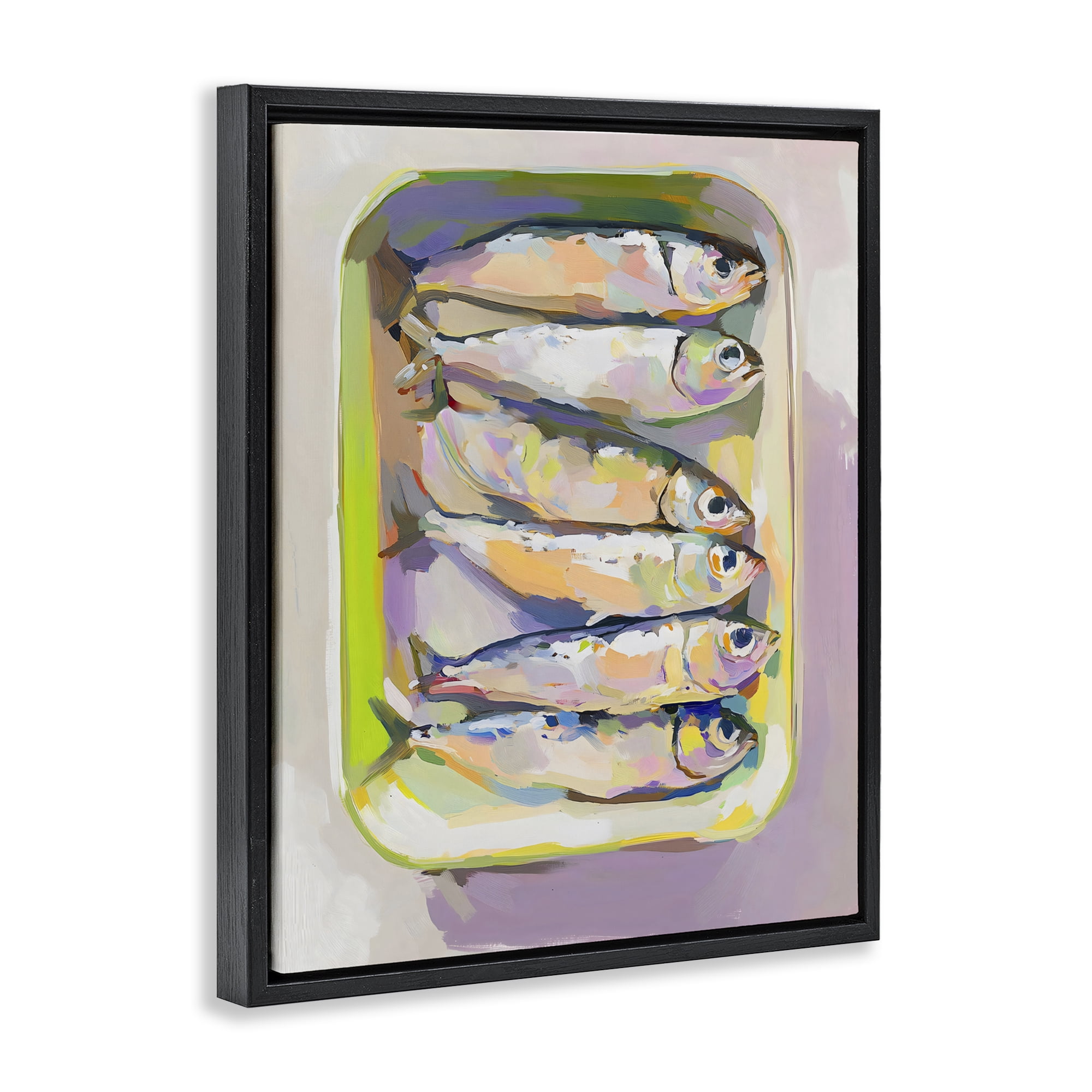 Stupell Industries Vibrant Hued Sardines Black Framed Floater Canvas Wall Art, design by The Prints Vibe