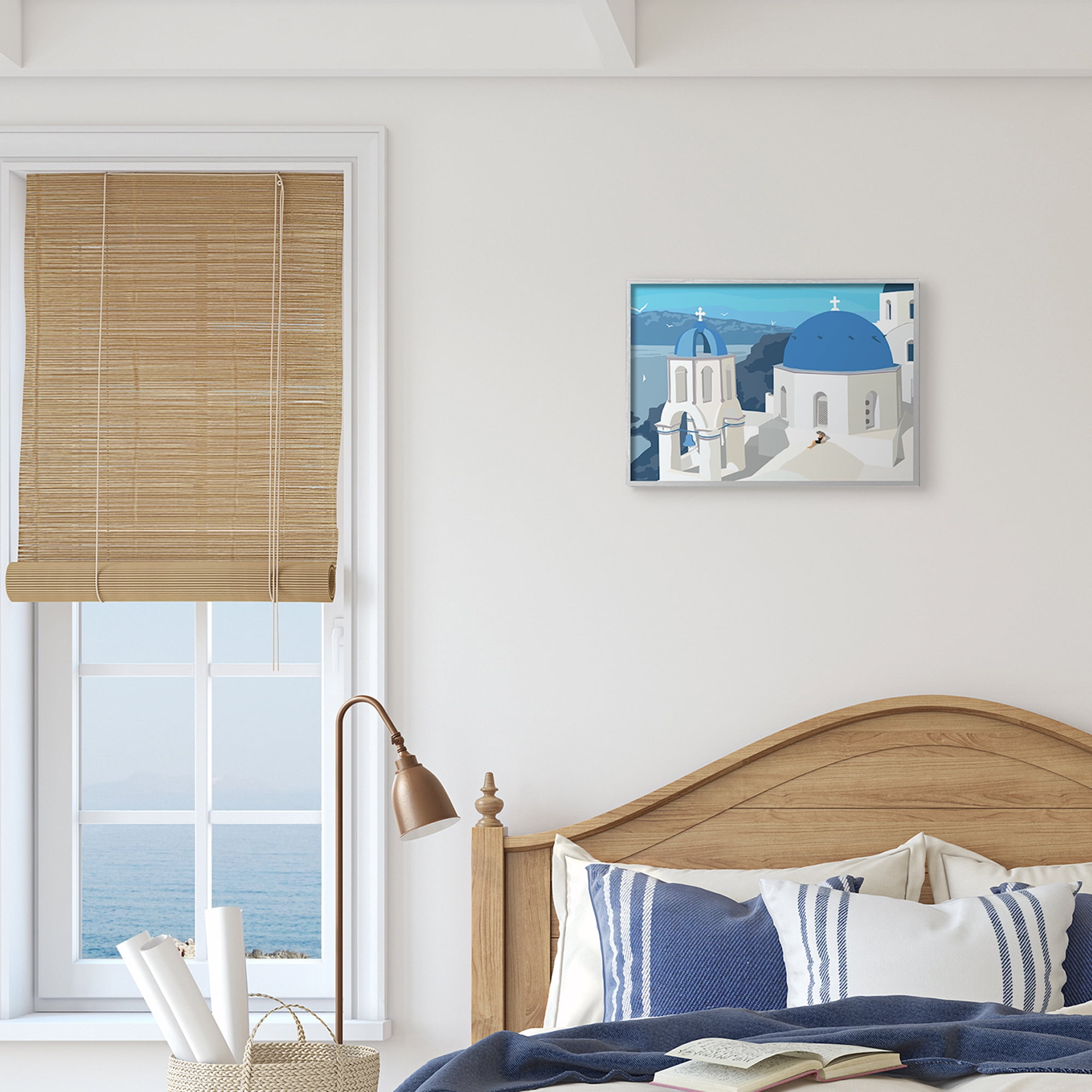 Stupell Industries Cliffside European Church Architecture Woman Resting Abstract Painting Gray Framed Art Print Wall Art, 11 x 14