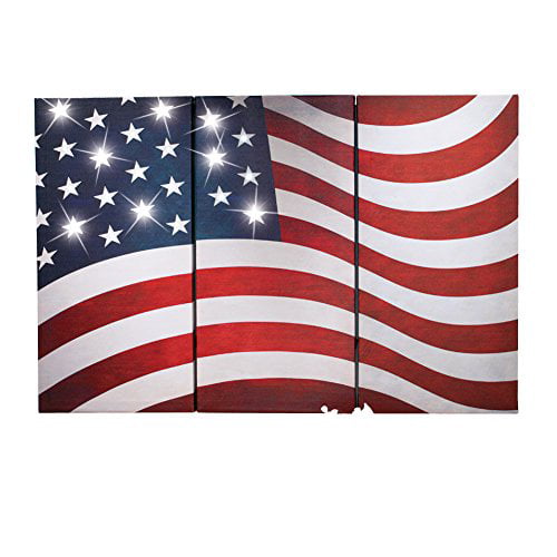 Canvas-Vintage American Flag the Stars and the Stripes 48"x24" x 3 USA Flag 