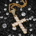 thumbnail image 5 of 18K Gold Over Finish Simulated Diamond Iced Out Holy Jesus Christ Crucifix Cross Custom Charm Pendant Necklace, Christmas Gift, Free chain, 5 of 5
