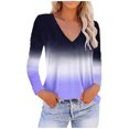 thumbnail image 1 of PVCS Blouse Décontractée à Manches Longues Col en V Imprimé Teinture sur Nœuds pour Femmes, 1 of 5