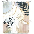 thumbnail image 6 of Abstract Mid Century Shower Curtain 72Wx84H Inches Extra Long Boho Pastel Geometric Golden Leaves Minimalist Modern Aesthetic Bathroom Home Decor Fabric Waterproof Polyester with Hooks, 6 of 6
