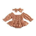 thumbnail image 1 of Bébé bébé Filles Automne Romper Manches Longues hors Épaule Imprimé Floral Tutu Romper avec Bandeau, 1 of 6