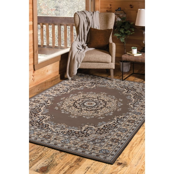 United Weavers Plaza Felicity Area Rug, Medallion Pattern, Ash Beige, 5'3" x 7'2"