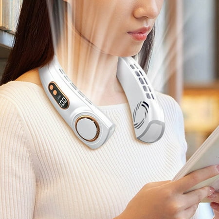 

Household Appliances For New Home USB Portable Neck Hanging Fan Cold Fan Handheld Rechargeable Mute Sports Fan 5 Speed Adjutable Colorful Ambient Light Neckband Leafless Fan For Home Office