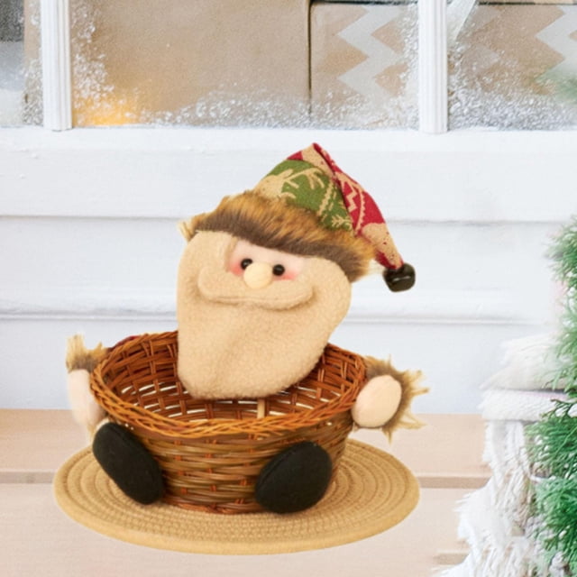 Cesta de muñecas navideñas, cesta de dulces de dibujos animados, adorno de decoración para fiestas, centro de mesa , Papá Noel, Grande