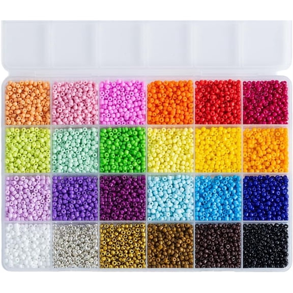Seed Beads for Jewelry Making 3mm 5200 Pcs 24 Colors Glass Tiny Kit for Bracelet