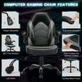 thumbnail image 3 of CONCETTA Gaming Chair, Faux Leather High-Back Gaming Office Chair, Swivel Racing Chair with Flip-up Armrests, Perfect for Adults Gamers, Gray, 3 of 7