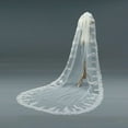 thumbnail image 4 of YAOLAN Bridal White Wedding Veil 118" Lace Appliques Edge Wedding Veil Accessories, 4 of 6