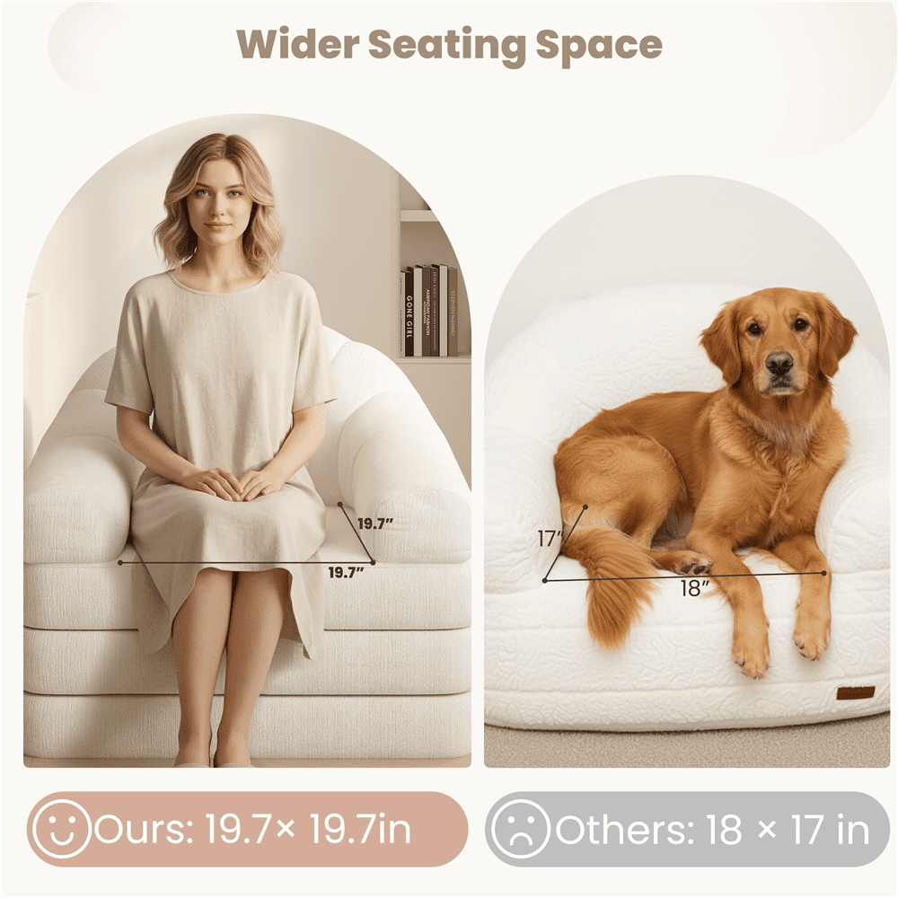 Renwick 2-in-1 Convertible Sofa  Bed Folding Sleep Chair Bed Chenille Sofa with Armrests  for Living Room and Bedroom, Beige