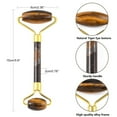 thumbnail image 2 of Natural Tiger Eye Face Massager Facial Rollers with Long-Lasting Plated Alloy Findings Golden 149~151x57~60x19~20mm, 2 of 5