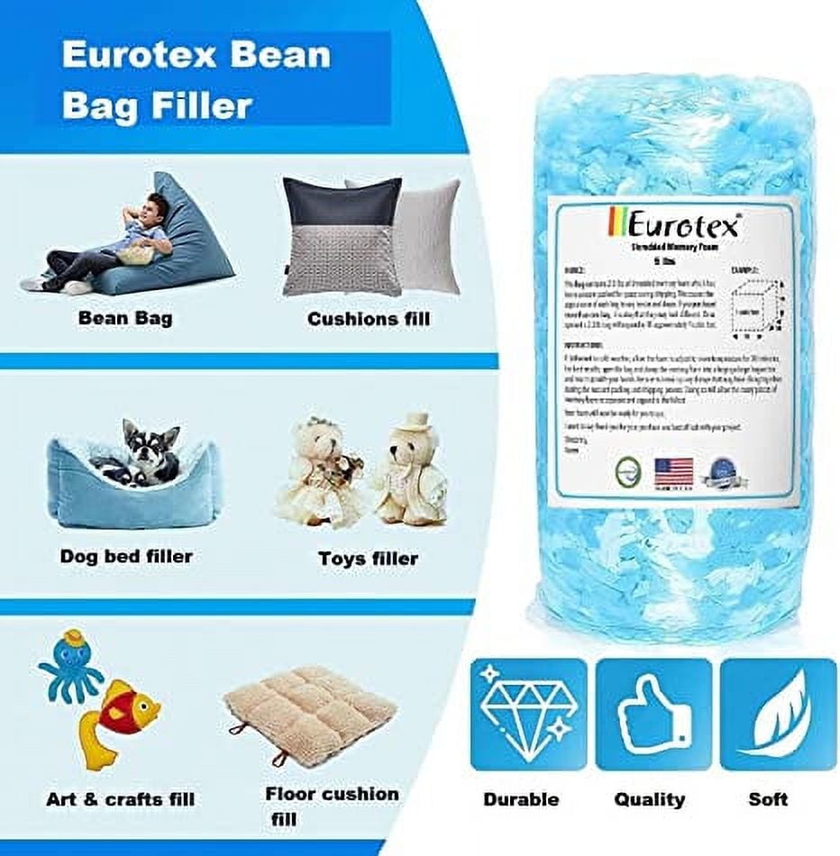 Eurotex Shredded Memory Foam Filling 15 lbs for Bean Bag Filler, Gel  Particles Refill, Premium Soft and Comfortable Stuffing