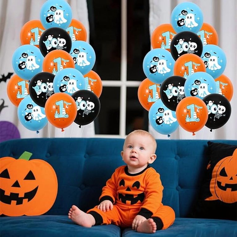 Jollyboom Halloween 1st Birthday Cupcake Toppers - 36 Pcs, Spooky 'Our Little Boo Is Turning One' Decorations