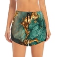 thumbnail image 2 of Balery Emerald Color Gold Marble Pattern Women's Running Shorts with Liner 2 Pockets Elastic Workout Athletic Gym Yoga Shorts-Small, 2 of 7