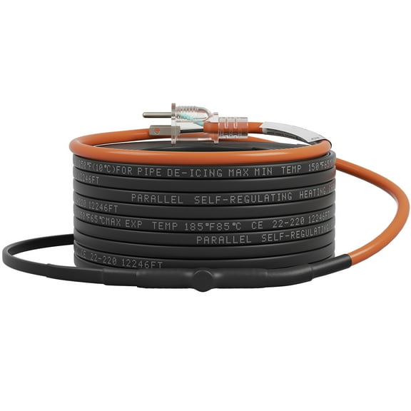 KFFKFF Self-Regulating Pipe Heating Cable 5W/ft w/ Built-in Thermostat 120 Feet