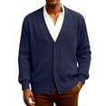 thumbnail image 3 of Kixjoy Mens Cardigan Sweater V Neck Button Down Ribbed Knitted Sweater Winter Long Sleeve Big and Tall Soild Jackets Fashion Lightweight Sweaters for Men, Dark Blue 4XL, 3 of 7