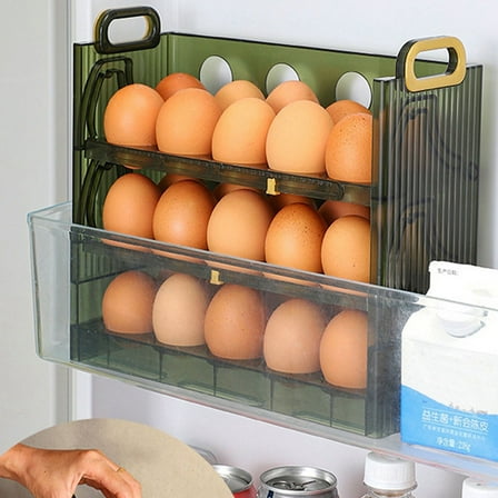 20 Grids Egg Storage Box Case Holder Large Capacity Tray Organizer with Handle Container for Refrigerator
