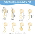 thumbnail image 3 of 8 Pairs 8 Style 304 Stainless Steel Cuff Earrings with Charms Moon & Star & Leaf & Cross Golden 23~26mm 1pair/style, 3 of 9