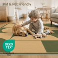 thumbnail image 4 of ODIKA 9'x12' Washable Area Rug Olive Beige Geometric Design Accent Elegant Contemporary Shapes and Borders for Great Room, Indoor Concept, Large Living Low Pile, Flatwoven, 4 of 7