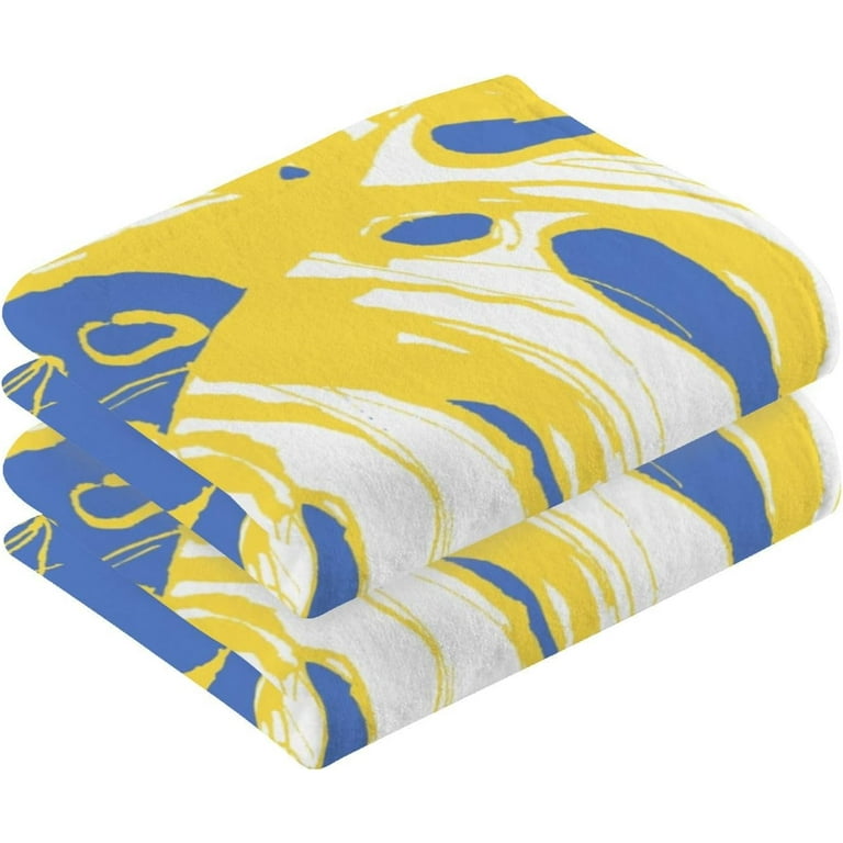 Yellow and blue bath towels sale