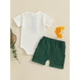 thumbnail image 6 of Baby Toddler Boy Summer Outfits 3 6 12 18 Months Contrast Color Henley Short Sleeve Romper with Solid Color Shorts 2 Pcs Clothing Set, 6 of 9