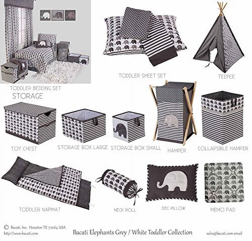 Bacati - Nursery Storage Caddy Elephants White/Grey