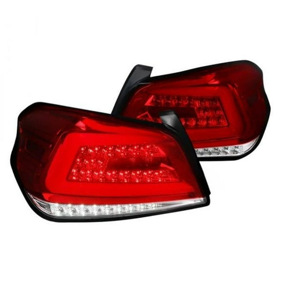Chrome Housing Red Clear Lens with White Bar Sequential LED Tail Lights for 2015-2020 Subaru WRX