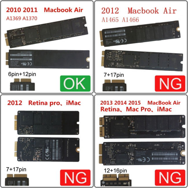 CY USB 3.0 to 12+6pin SSD to SATA Hard Disk Cartridge Drive for 2010 2011 Macbook Air A1369 A1370 SSD - Walmart.com