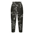thumbnail image 4 of up to 60% off Gifts Usmixi Womens Cropped Trousers Summer Beach Fashion Floral Elastic Waist 3/4 Pants Plus Size Comfy Lightweight Pants Black s, 4 of 5