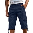 thumbnail image 2 of CONZONE Mens Baggy Cargo Shorts Straight Leg Workwear Shorts for Men Trendy Buttons Solid Soft Outdoor Hiking Shorts With Pockets, 2 of 5