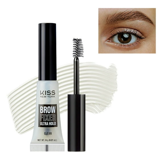 Kiss New York Professional Brow Fixer Glue - Extreme Hold for Sculpted, Transfer Proof, Non-Sticky Finish for Clean Makeup Look, All Day Control (Clear)