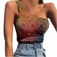 thumbnail image 2 of USSUMA Womens Tops Casual Women's Fashion Shirts Round Neck Summer Tops Printing Vest One Shoulder Sleeveless Plus Tunics Tops Ladies Tops Trendy, 2 of 5