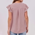 thumbnail image 5 of Womens Dressy Casual Tops Ruffle Petal Short Sleeve V Neck Shirts Elegant Summer Business Work Tunic Blouses, 5 of 7