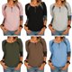 thumbnail image 4 of Moda mujer camisa a rayas cuello redondo manga larga abotonado blusa casual túnica tops Abanopi Café/Extragrande, 4 of 5