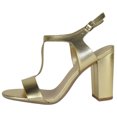 thumbnail image 2 of Delicious Shoes Women Ankle Strap Block High Heel Sandals Open Peep Toe T-Strap REGENT-S Gold Metallic 7.5, 2 of 3