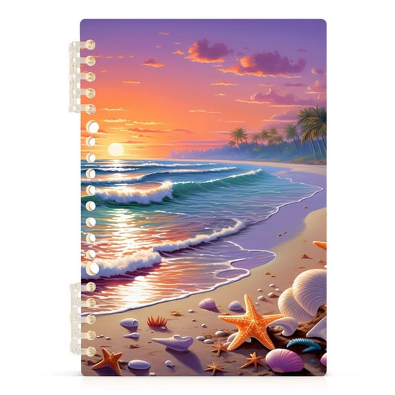 Seastars on Sunset Beach Spiral Journal Notebook College Ruled Notebook 8.3" x 5.7" A5 Lined Thick Paper Page