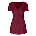 thumbnail image 6 of Deals of The Week,Abomasnow Womens Front Knotted V-Neck Blouse T Shirt Casual Short Sleeve Tunic Tops Summer Solid Pullover Tees on Clearance, 6 of 6