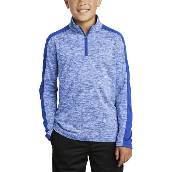 JustBlanks Youth Electric Heather Colorblock 1 4 Zip Pullover Polyester Performance Shirt