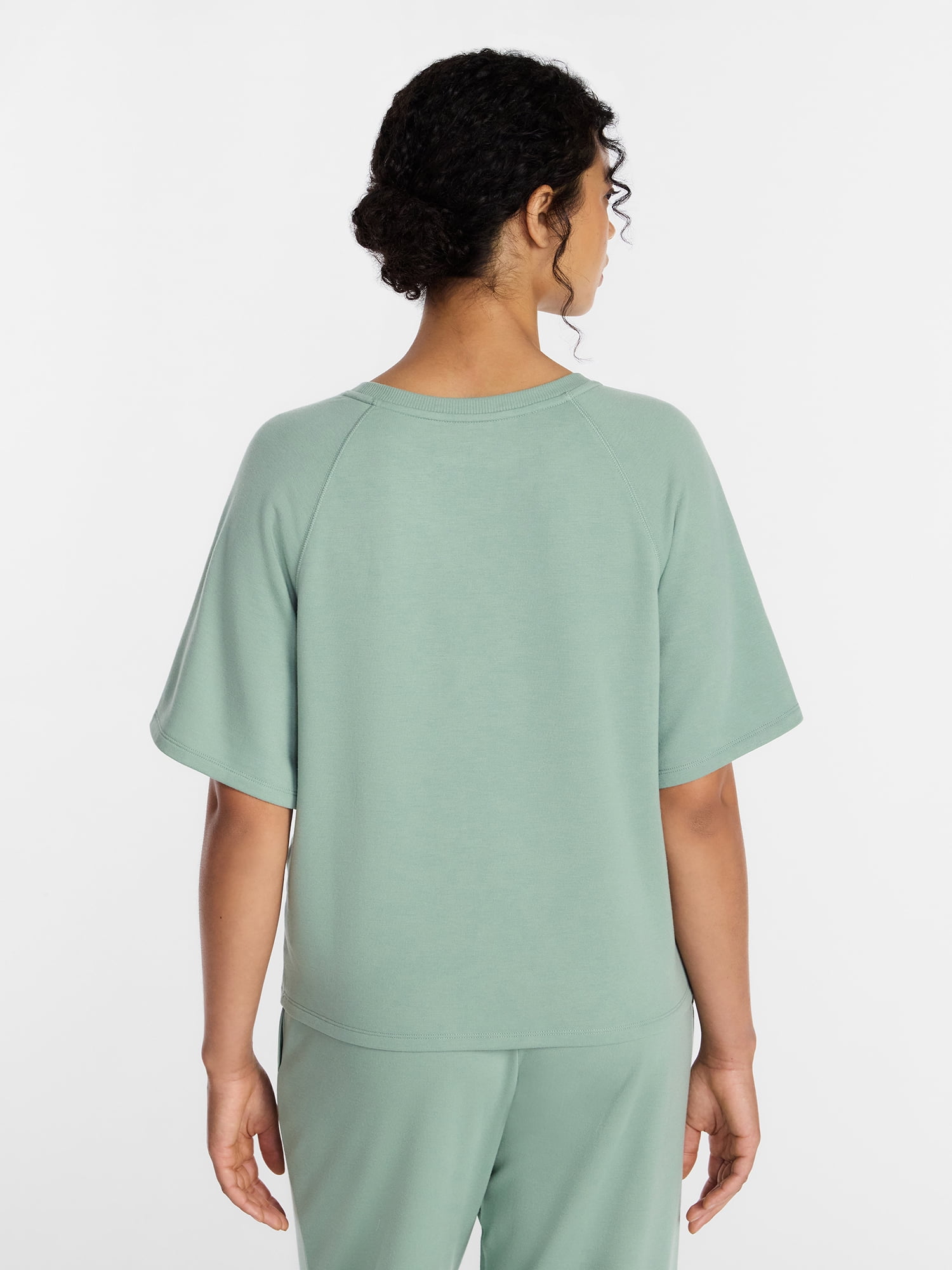 Joyspun Women's French Terry Knit Sleep Top with Short Sleeves, Sizes XS-3X