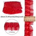 thumbnail image 2 of Cinta de encaje de organza de 2 capas, 22 yardas, borde de encaje satinado plisado, 1,6 pulgadas de ancho, ribete de gasa con volantes rojos, tela de tul, 2 of 7