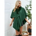 thumbnail image 4 of Women's Open/ Front Cardigan Solid Color Poncho Cape Plus Size Knit Wraps for Fall Winter Dark Green One Size, 4 of 10