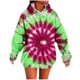 thumbnail image 2 of Womens Tie Dye Print Fall Sweatshirts Loose Fit Long Sleeve Crewneck Pullover Hoodies Casual Pocket Drawstring Hoodie, 2 of 5