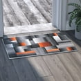 thumbnail image 3 of Emma + Oliver 2x3 Modern Cubist Olefin Accent Rug in Gradient Shades of Black, Gray and Orange with Natural Jute Backing, 3 of 7